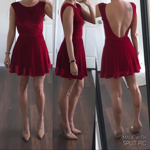 Tobi Dresses & Skirts - Tobi red velvet open back fit and flare dress